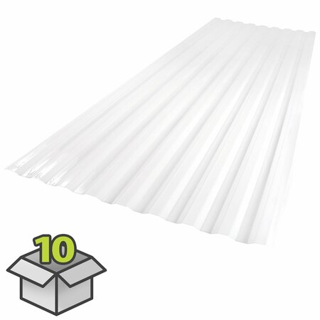 Suntuf 26 in. x 6 ft. White Opal Polycarbonate Roof Panel, 10PK 400989
